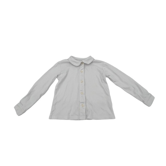 Lands End White Long Sleeve Peter Pan Collar Button Up Shirt Size 4 Girl’s - Picture 1 of 7